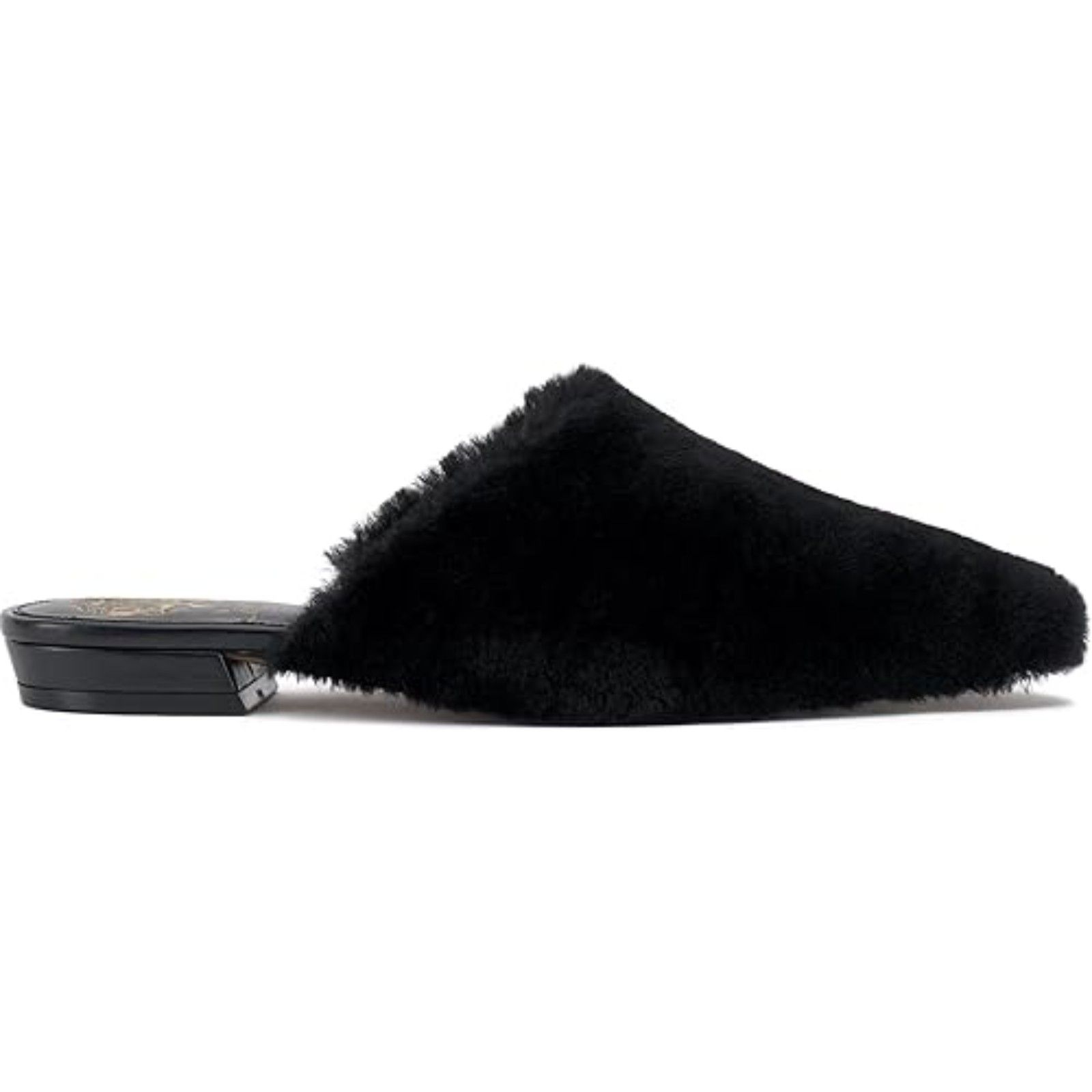 Nib Vince Camuto Black Samara Pointed Toe Black Shearling Wool Mule Slide Sz 8